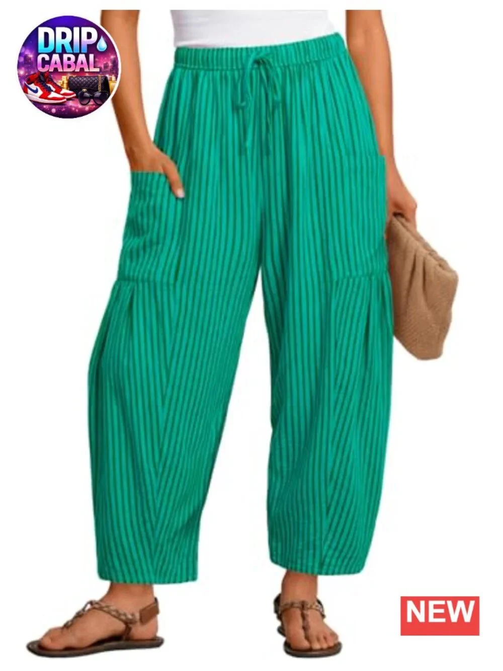 Womens Cotton Linen Wide Leg Palazzo Pants Drawstring Elastic Waist Boho